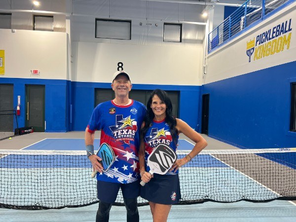 Coaches Craig Bobo and Jules Christensen on court 8 at Pickleball Kingdom North Austin